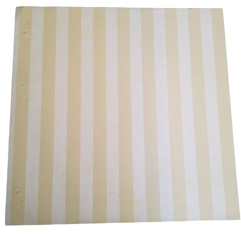 Vintage Wallpaper Sample Sheet Yellow White Stripes Lines Craft Supply Dollhouse